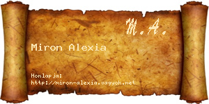 Miron Alexia névjegykártya